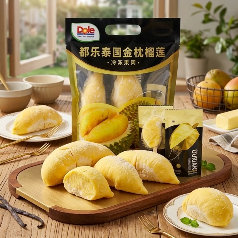 树熟才采！不是生催的：都乐 树熟泰国金枕榴莲肉 净重700g*2袋