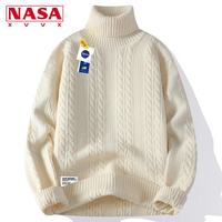NASA XVVX 官方联名秋冬高领毛衣男生新款保暖休闲百搭青少年针织衫男上衣 WE24619米白