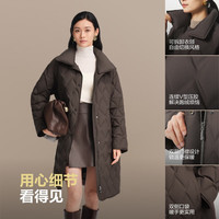 波司登 90鹅绒轻薄圆领修身中长款女士羽绒服