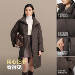 波司登 90鹅绒轻薄圆领修身中长款女士羽绒服