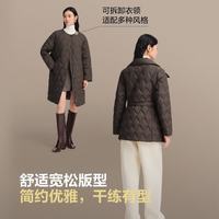 波司登 90鹅绒轻薄圆领修身中长款女士羽绒服 栗子可可 M