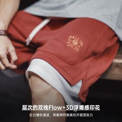 马登 美式复古篮球印花透气针织五分裤