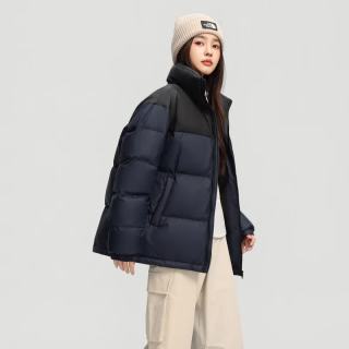 雪中飞 百搭时尚休闲斜插式口袋男女同款短款立领羽绒服 藏青 175/92A