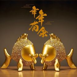 快勤 国风年年有鱼招财摆件 一对装