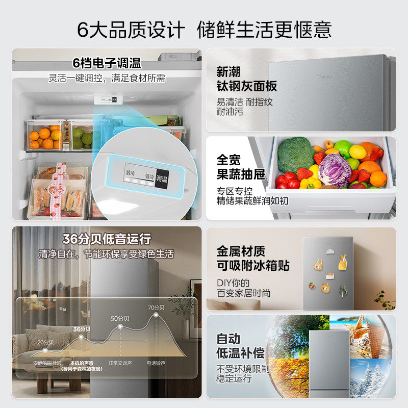 美的 191/231/196升 一级能效 三门冰箱