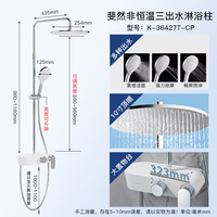 科勒 36427T-4-CP 恒温数显置物台花洒套装 月光白