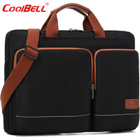 coolbell COOL BELLins风复古时尚笔记本手提电脑包男高级感可套拉杆箱大容量斜挎包 黑色2118 15.6寸