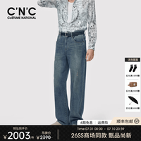 C'N'C 94%棉个性印花高级直筒水洗牛仔裤26春奢侈品裤子男 牛仔蓝 31 (170/78A)