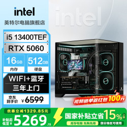 英特尔 i5 13400直播电竞游戏台式机组装电脑主机整机DIY组装机 RTX5060+16G+512G丨配置一