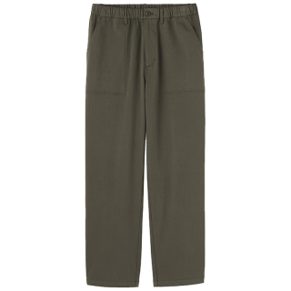 無印良品 MUJI 男式横竖弹力人字纹工装裤 深绿色 XL