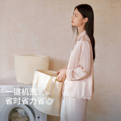 金三塔 19姆米100%桑蚕丝可机洗真丝睡衣套装 桃盈粉 L