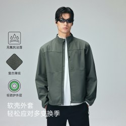 杰克琼斯 防风防水磨毛内里 男士软壳夹克