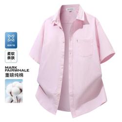 马克华菲 男士纯棉刺绣短袖开衫衬衫