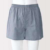 無印良品 MUJI 莱赛尔 男士平角内裤 烟熏蓝色格纹 L