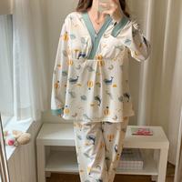 婧麒 月子服春夏孕妇睡衣产后可外穿产妇待产家居服套装女舒适透气 鲸鱼热气球
