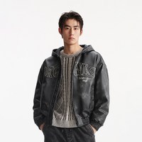 杰克琼斯 反季加厚pu连帽棉服夹克