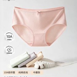 阪织屋 女士纯棉中腰三角裤3条10A抗菌无痕亲肤不夹臀纯棉底裆三角裤