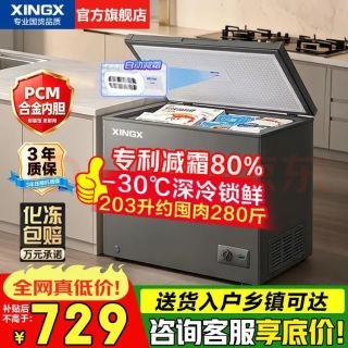 星星 冰柜大容量 -30℃速冻超低温速冻冷冻柜一级能效 203升 升级钢板内胆203QE