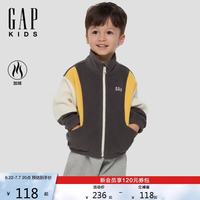 Gap 男幼童秋季款logo刺绣撞色摇粒绒立领外套儿童装804572