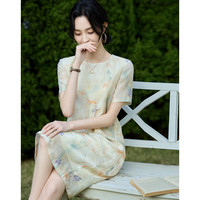 德玛纳 女式连衣裙 蝴蝶印花 A字后中拉链