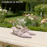 CHARLES & KEITH CHARLES&KEITH亮钻一字带尖头包头复古高跟凉鞋婚鞋子女鞋生日礼物CK1-61720199 粉红色Pink 37