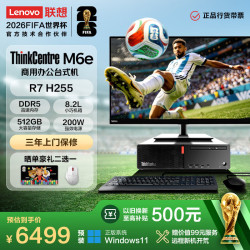 联想 ThinkCentre M6e 锐龙商用办公台式电脑主机(AMD R7 H255 8G 512GB DDR5)27英寸整机
