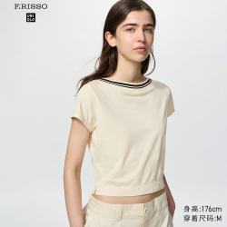 优衣库 487819 船领短袖T恤 浅米色 M