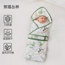 欧孕 包被新生儿包单0-6个月婴儿襁褓包巾新生宝宝专用待产包用品必备 竹棉纱布款-熊猫丛林 85x85cm