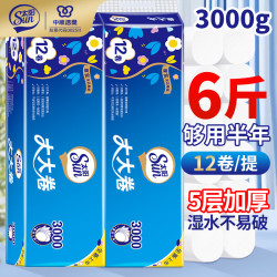 太阳 有芯卷纸  140克4层厕所卫生纸蓝色厚实