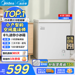 美的 61L小冰柜家用小型冷冻保鲜迷你冷藏卧式冷柜