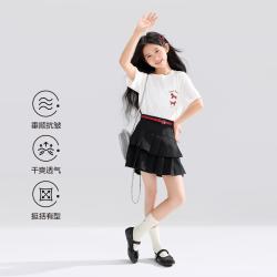ZOSEE 童装女童半身裙2026夏季新款儿童百褶裙轻薄衬衫大童短裙裤 蓝色 130 cm