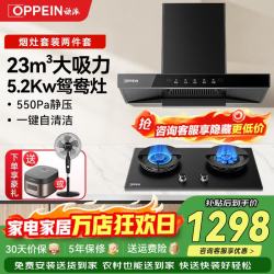 WZGL OPPEIN）油烟机欧式顶吸抽油烟机烟灶套装多件套家用23风量大吸力平嵌油烟机一级能效AT201D