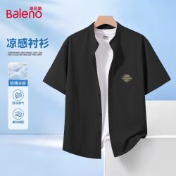 班尼路 亨利式短袖衬衫 黑色 XL