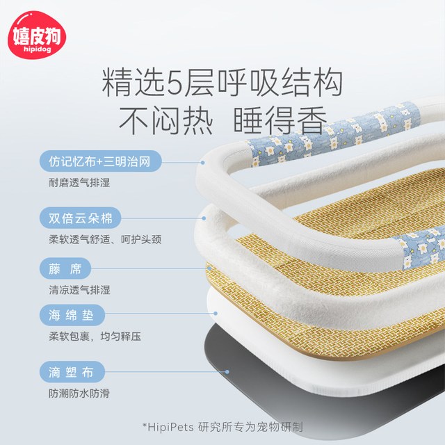 88VIP：嬉皮狗 狗窝夏天凉窝四季通用狗垫子小型犬夏季比熊猫窝凉席家用睡觉垫子