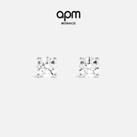 APM Monaco 圆锆耳钉 白色锆石耳钉-(长0.6cm，宽0.6cm)