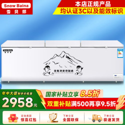 雪贝娜 冰柜商用大容量全冷冻家用双温卧式冷柜展示柜 1888双机长2.56米