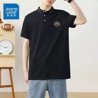 真维斯 POLO衫男士短袖翻领t恤男装夏季薄款透气半袖polo衫男潮流上衣服 黑色 美好的未来_K M