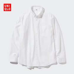 优衣库 优质长绒棉衬衫/长袖男装衬衣464930 00 白色 2XL
