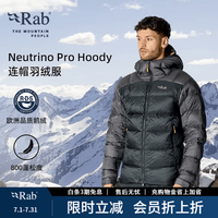 Rab Neutrino Pro Hoody男士户外800蓬加厚鹅绒连帽羽绒服 QDB-85 黑/石墨灰 L
