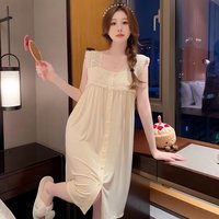 卡唛儿 莫代尔蕾丝吊带睡裙 夏季家居服