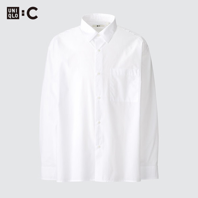 优衣库 482453 宽松长袖衬衫 白色 4XL