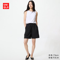优衣库 麻混纺舒适短裤 黑色 M 485251