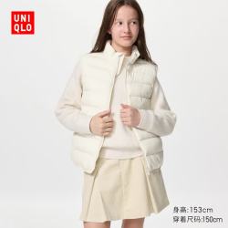 优衣库 童装男童女童PUFFTECH空气棉服可机洗背心486622 01 乳白色 140