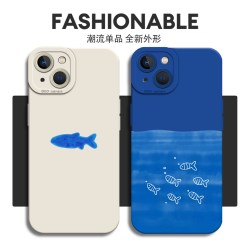 永岸 适用苹果17手机壳iphone16promax蓝色小鱼15plus简约14pro新款13mini卡通12硅胶11高级感8p小众7超火xs女xr/x