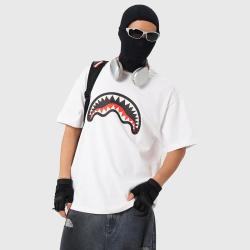 SPRAYGROUND 鲨鱼嘴印花2025夏季短袖T恤男美式宽松情侣款体恤上衣