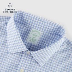 Brooks Brothers 男士棉质府绸宽距格纹短袖正装衬衫 4000