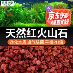 疯狂水草 6斤红色火山石鱼缸专用养乌龟火山岩颗粒鱼缸造景底砂可配溪流石