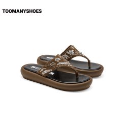 TOOMANYSHOES 26年夏款嬉皮士波西米亚度假风凉鞋女厚底沙滩人字拖