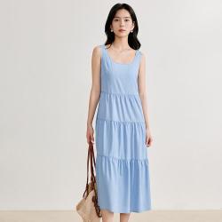 茵曼 法式牛仔连衣裙夏女装宽松背心裙子