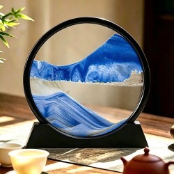 无品牌 流沙摆件 3D时来运转流沙画摆件 黑框7寸 蓝色（直径17cm）